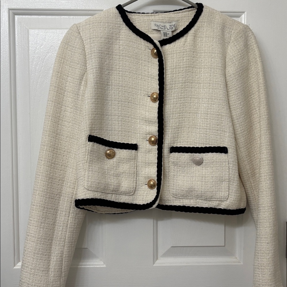 Rachel Zoe Women's Blazer in Cream with Black Accents-XS